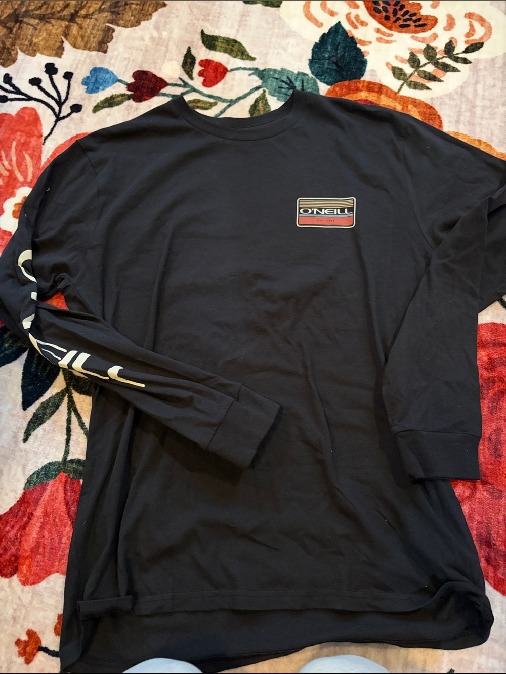 O'Neill Black Long Sleeve Logo Tee with Sleeve Script